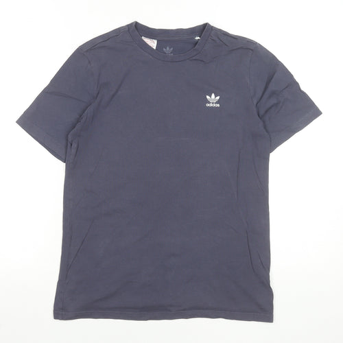 Adidas Boys Grey 12-13 Years Regular Fit Logo Cotton T-Shirt