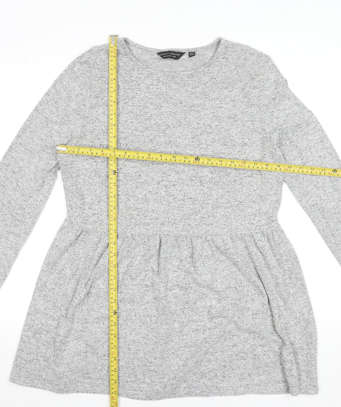 Dorothy Perkins Women’s Grey Long Sleeve Tunic Top UK 16