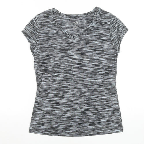 Athletic Works Womens Grey Short Sleeve V-Neck Sports T-Shirt Size S 8-10