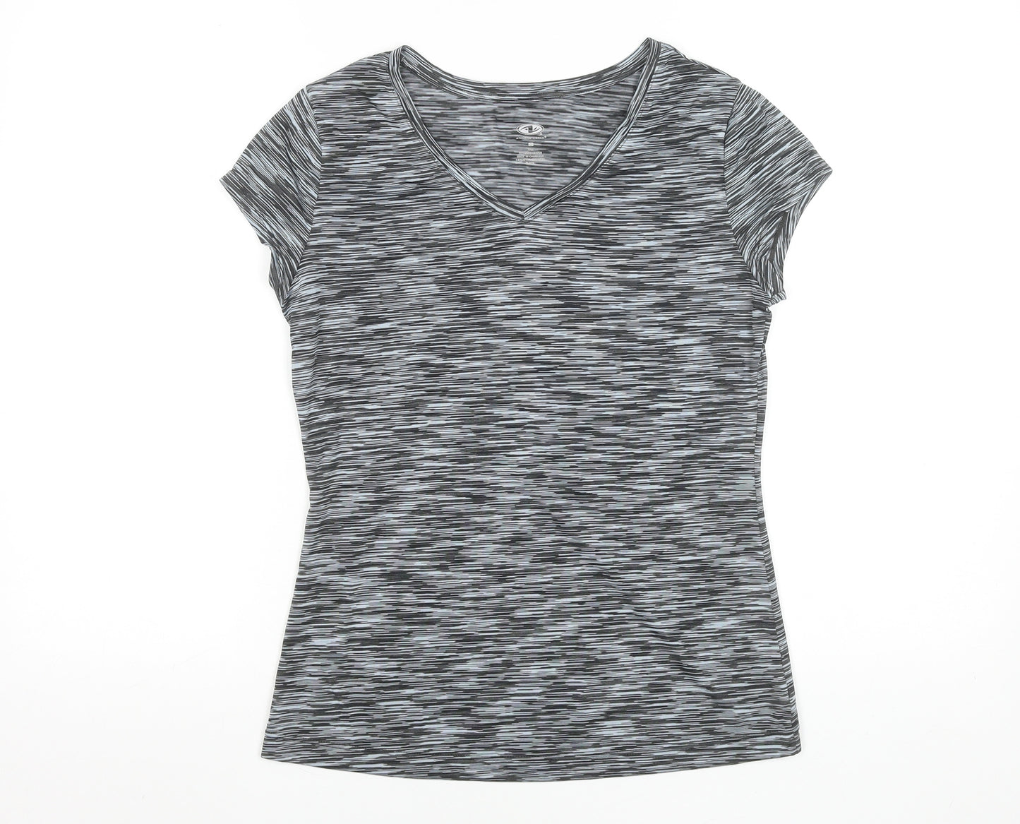 Athletic Works Womens Grey Short Sleeve V-Neck Sports T-Shirt Size S 8-10
