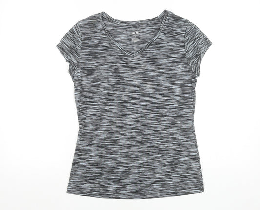 Athletic Works Womens Grey Short Sleeve V-Neck Sports T-Shirt Size S 8-10