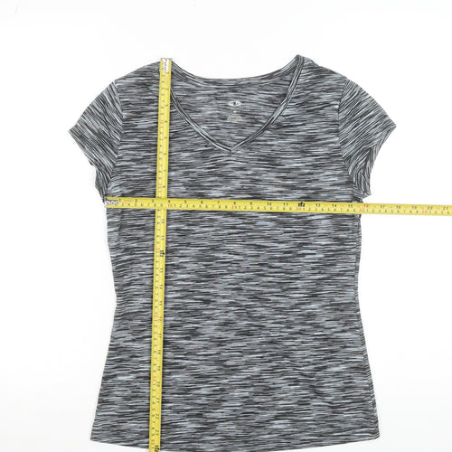 Athletic Works Womens Grey Short Sleeve V-Neck Sports T-Shirt Size S 8-10