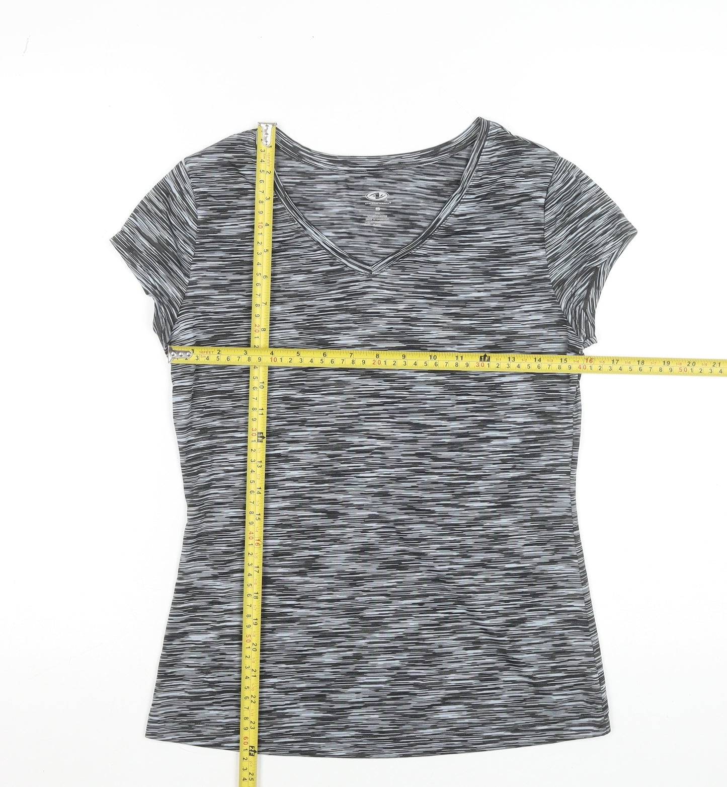 Athletic Works Womens Grey Short Sleeve V-Neck Sports T-Shirt Size S 8-10