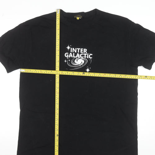 Hoxton Men's Black Intergalactic Graphic Cotton T-Shirt XL Regular Fit