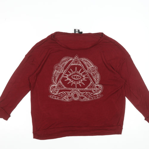 ASOS Women’s Red All Seeing Eye Long Sleeve Jersey T-Shirt Size 10