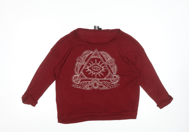 ASOS Women’s Red All Seeing Eye Long Sleeve Jersey T-Shirt Size 10