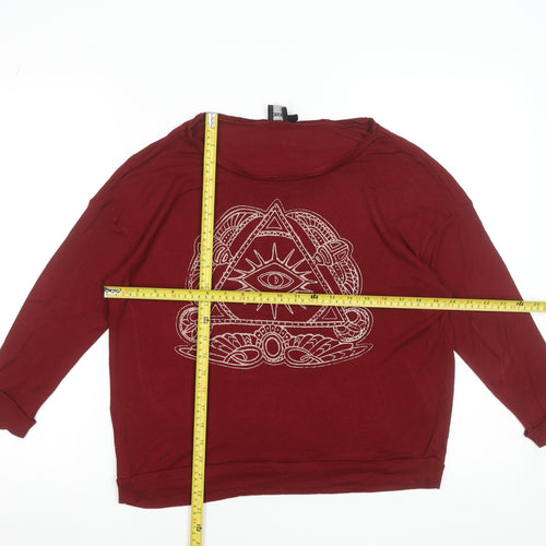 ASOS Women’s Red All Seeing Eye Long Sleeve Jersey T-Shirt Size 10