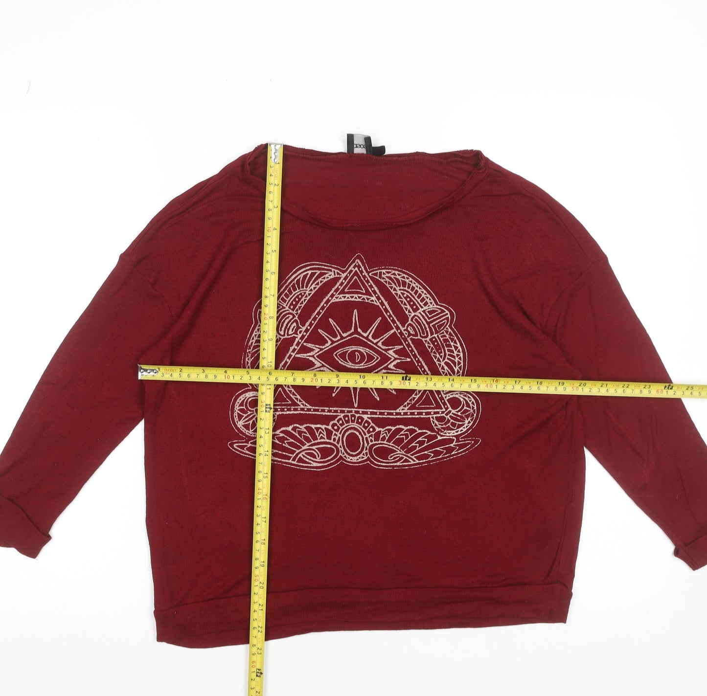 ASOS Women’s Red All Seeing Eye Long Sleeve Jersey T-Shirt Size 10