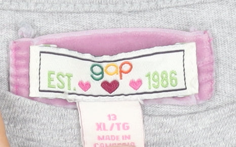 GAP Girls Grey Graphic Varsity Logo T-Shirt Size 13 Years