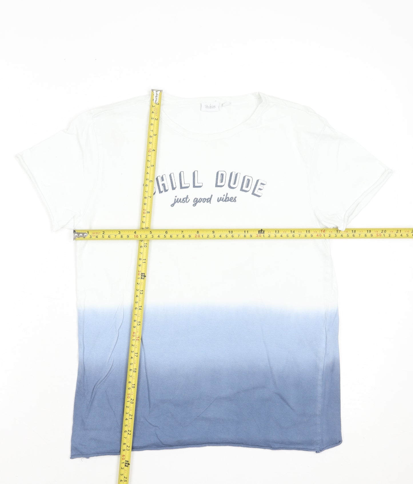 BluKids Boys Blue Dip Dye Cotton Chill Dude T-Shirt 11-12 Years