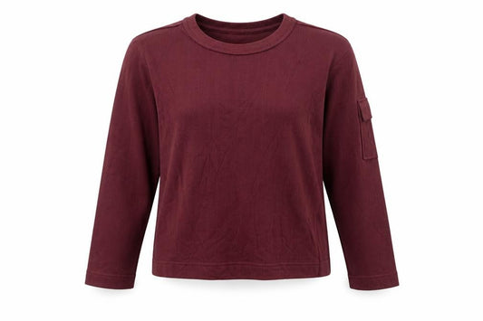 Front view of KISS Women's Red Cotton Long Sleeve Crew Neck Basic T-Shirt M