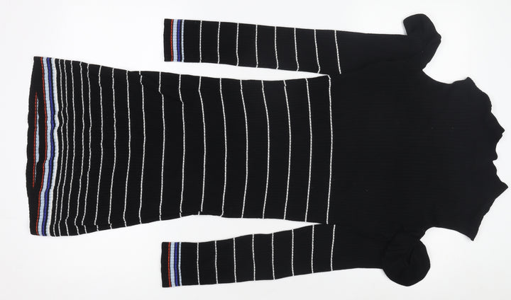 Miss Selfridge Women’s Black Striped Knit Bodycon Dress UK 12