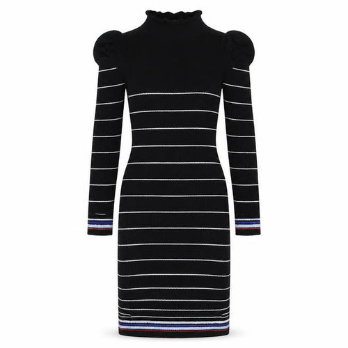 Miss Selfridge Women’s Black Striped Knit Bodycon Dress UK 12