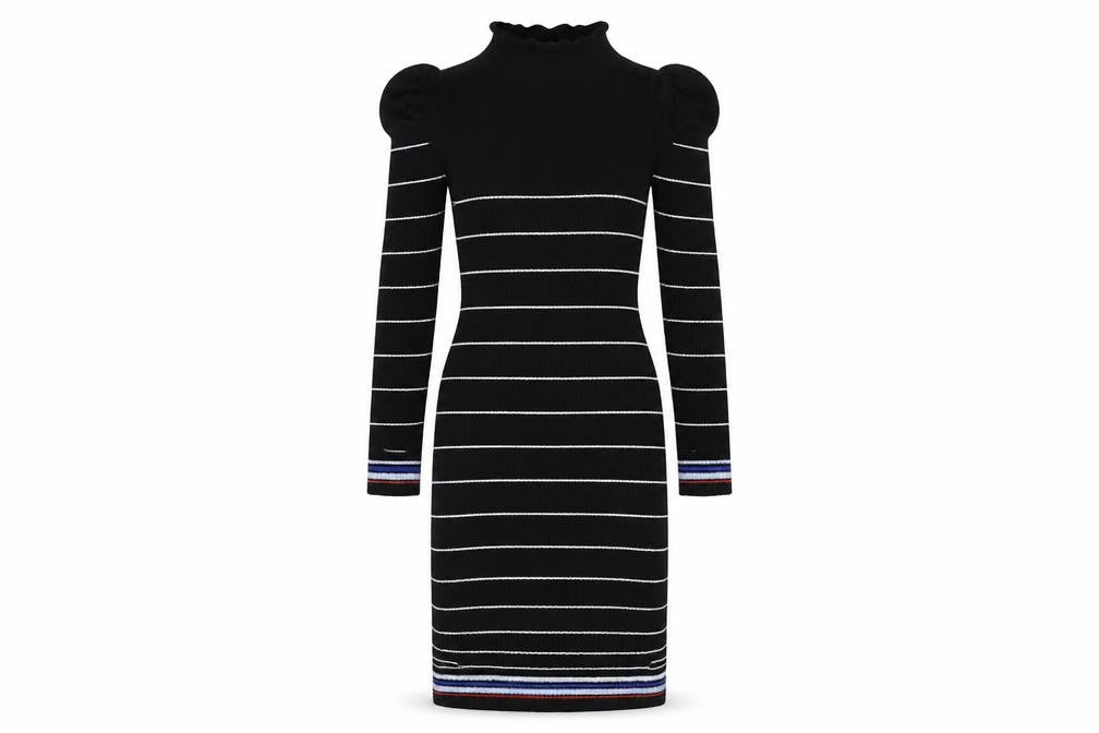 Miss Selfridge Women’s Black Striped Knit Bodycon Dress UK 12