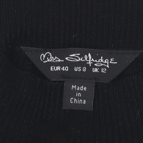 Miss Selfridge Women’s Black Striped Knit Bodycon Dress UK 12