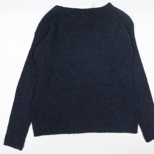 Esprit Women's Navy Wool Blend Long Sleeve Crew Neck Jumper Size S