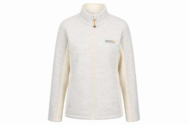 Regatta Womens Grey Striped Fleece Jacket UK10 Full Zip Outdoor Layer