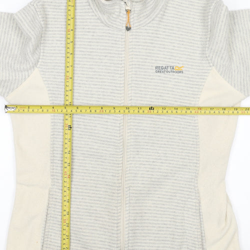Regatta Womens Grey Striped Fleece Jacket UK10 Full Zip Outdoor Layer