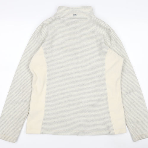 Regatta Womens Grey Striped Fleece Jacket UK10 Full Zip Outdoor Layer