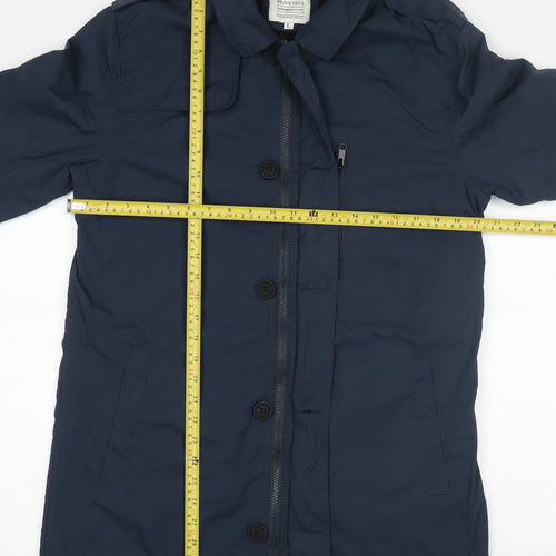 Brave Soul Women's Blue Mid-Length Overcoat Lined Zip Button L