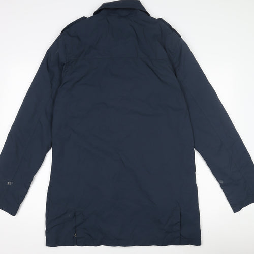 Brave Soul Women's Blue Mid-Length Overcoat Lined Zip Button L