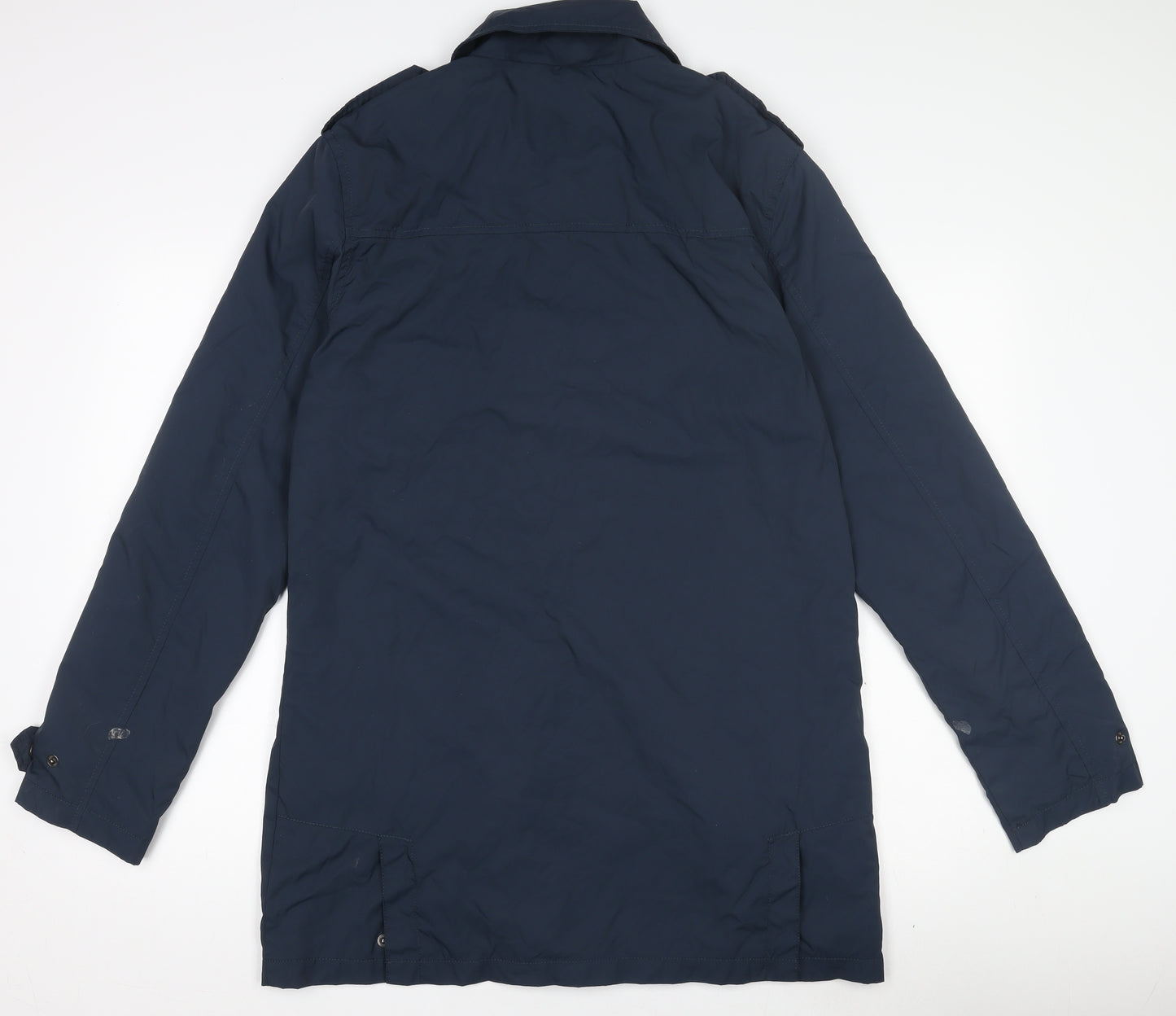 Brave Soul Women's Blue Mid-Length Overcoat Lined Zip Button L