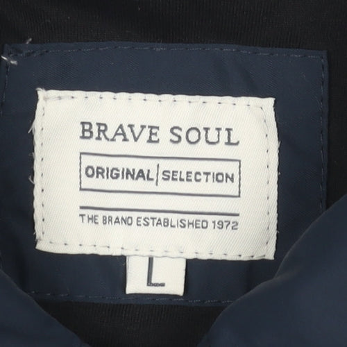 Brave Soul Women's Blue Mid-Length Overcoat Lined Zip Button L