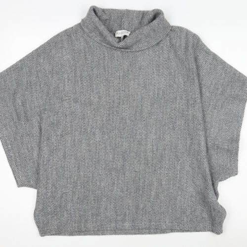 Apricot Women Grey Roll Neck Knit Tunic Top Size S Relaxed Fit