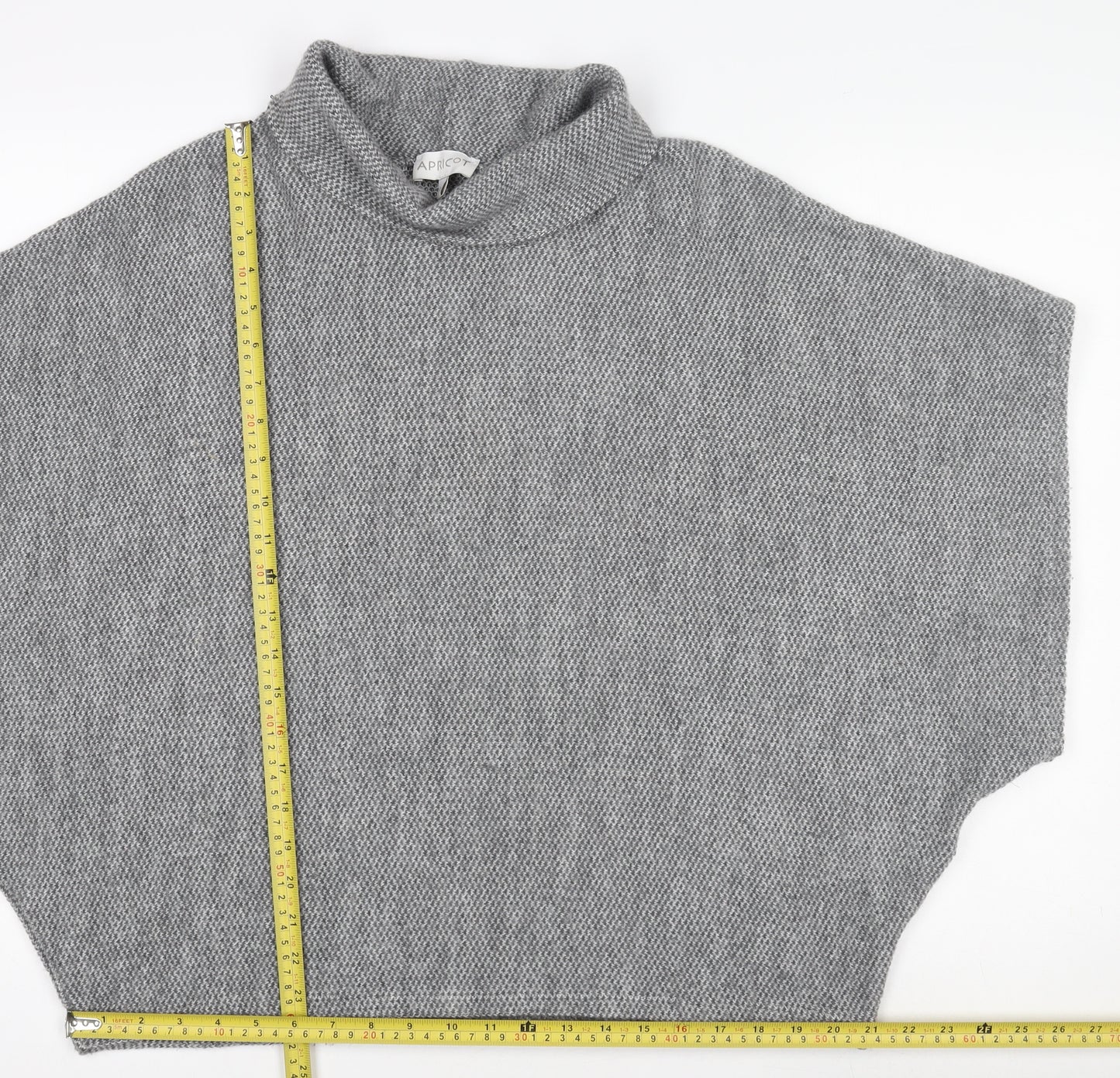 Apricot Women Grey Roll Neck Knit Tunic Top Size S Relaxed Fit