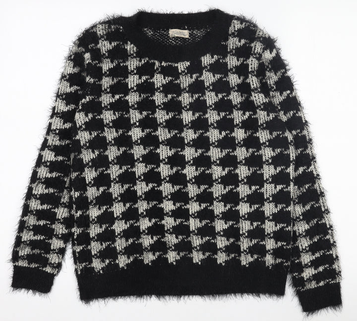 Hate Cut Women's Black & White Houndstooth Knit Pullover Jumper Size M
