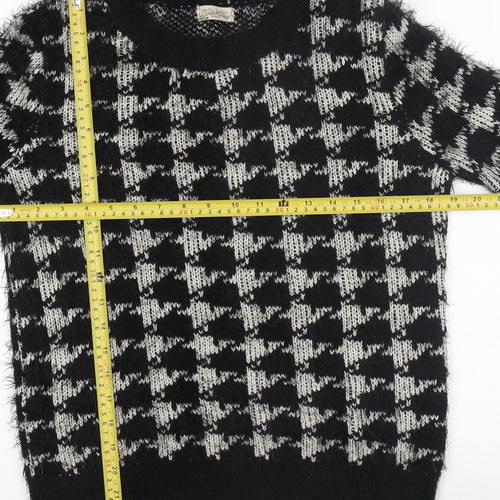 Hate Cut Women's Black & White Houndstooth Knit Pullover Jumper Size M