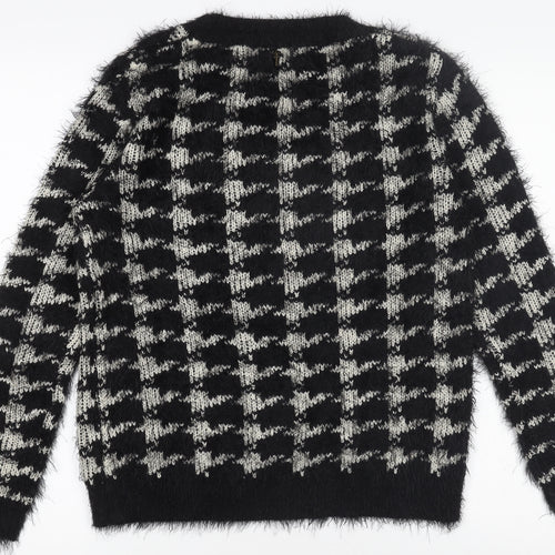 Hate Cut Women's Black & White Houndstooth Knit Pullover Jumper Size M