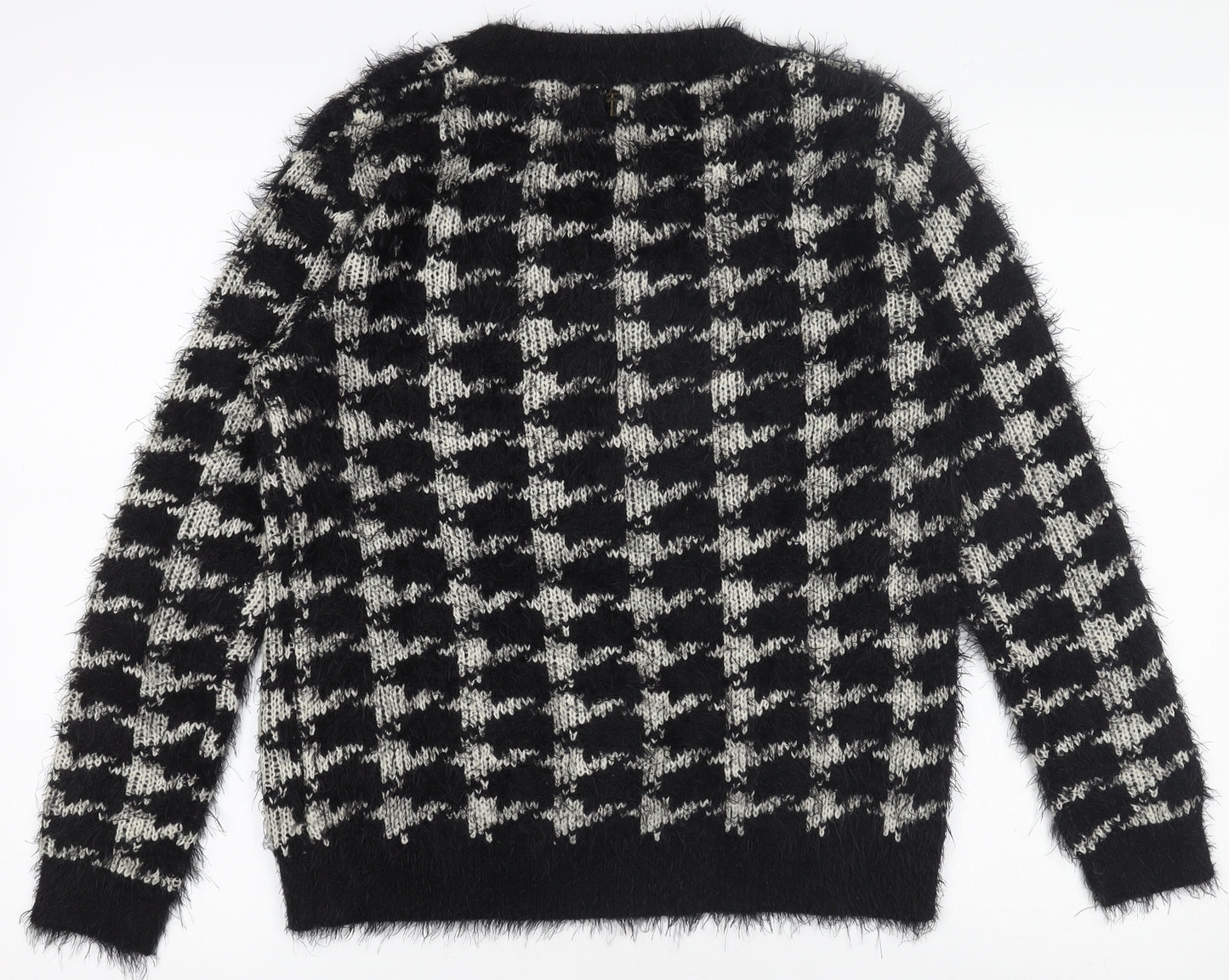 Hate Cut Women's Black & White Houndstooth Knit Pullover Jumper Size M
