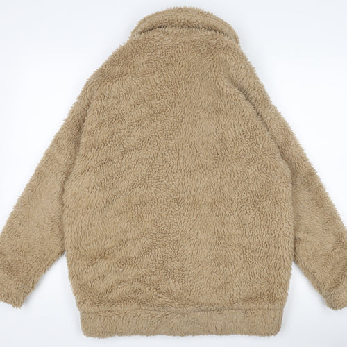 New Look Women's Beige Faux Fur Bomber Jacket Size 6
