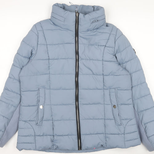 Jessica Simpson Womens Blue Puffer Jacket Size L Quilted Winter Coat