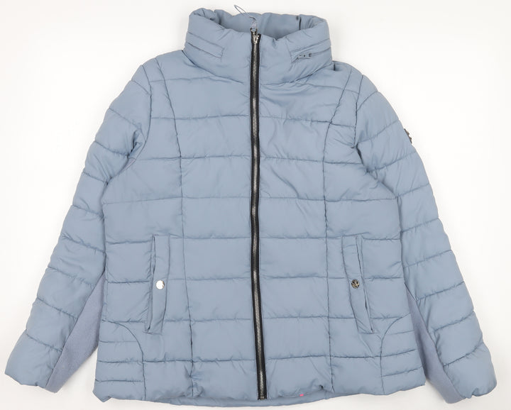 Jessica Simpson Womens Blue Puffer Jacket Size L Quilted Winter Coat