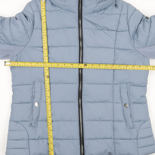 Jessica Simpson Womens Blue Puffer Jacket Size L Quilted Winter Coat