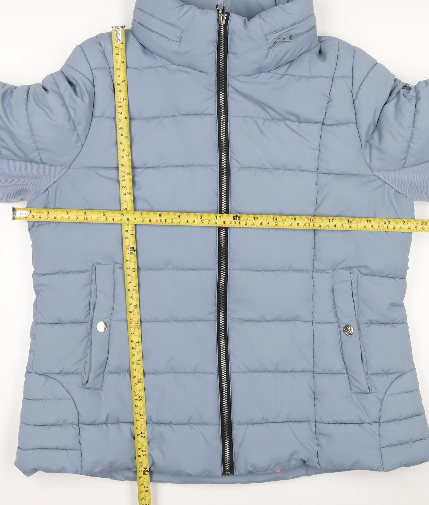 Jessica Simpson Womens Blue Puffer Jacket Size L Quilted Winter Coat