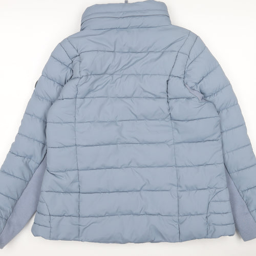 Jessica Simpson Womens Blue Puffer Jacket Size L Quilted Winter Coat