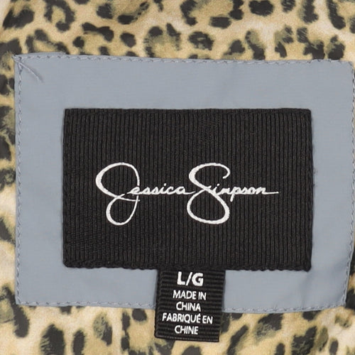 Jessica Simpson Womens Blue Puffer Jacket Size L Quilted Winter Coat