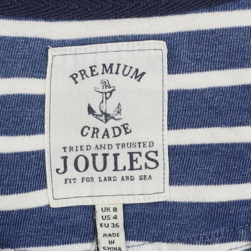 Joules Women Blue Striped Shift Dress Size 8 Long Sleeve Cotton