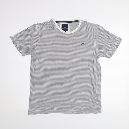 Crew Clothing Company Men's Blue Striped Cotton T-Shirt Size S