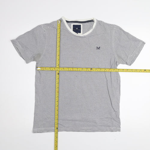 Crew Clothing Company Men's Blue Striped Cotton T-Shirt Size S