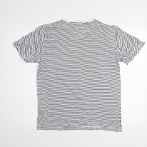 Crew Clothing Company Men's Blue Striped Cotton T-Shirt Size S