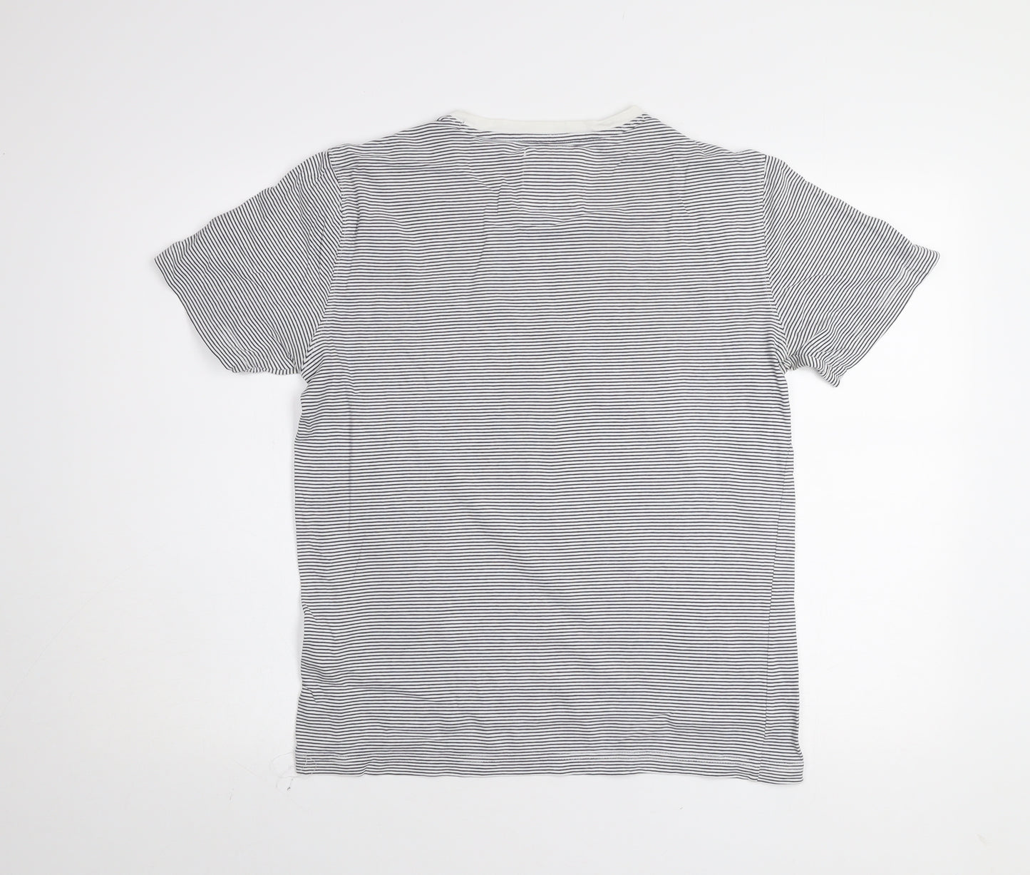 Crew Clothing Company Men's Blue Striped Cotton T-Shirt Size S