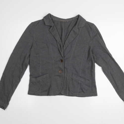 Sandwich Women Grey Cotton Blend Blazer Jacket Size M