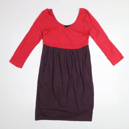Next Women’s Red & Purple Jersey Colourblock Knee Length Dress Size 12