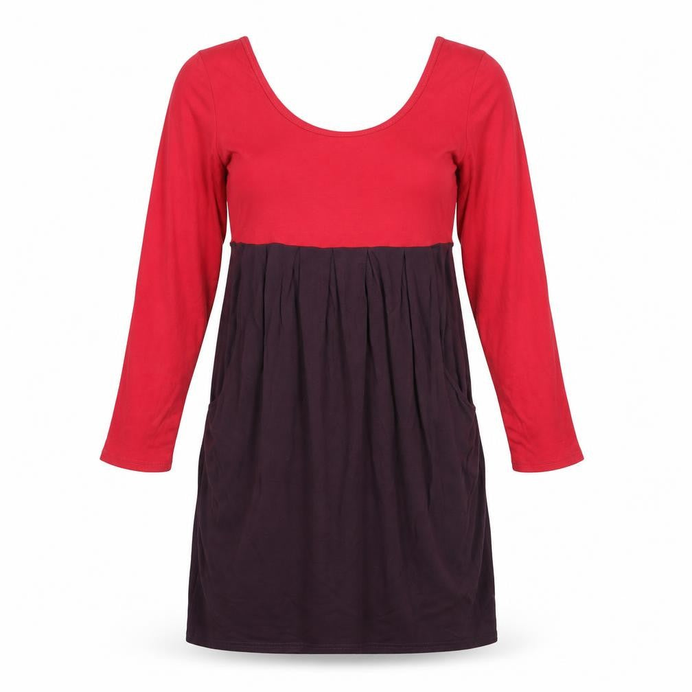 Next Women’s Red & Purple Jersey Colourblock Knee Length Dress Size 12