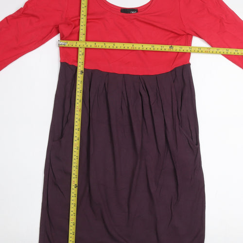 Next Women’s Red & Purple Jersey Colourblock Knee Length Dress Size 12