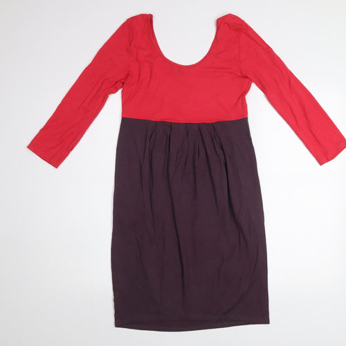 Next Women’s Red & Purple Jersey Colourblock Knee Length Dress Size 12